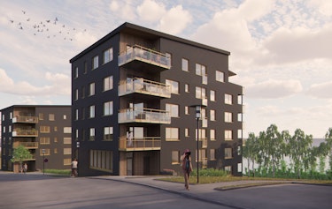 Vy frÃ¥n vÃ¤gen Ã¶ver husen